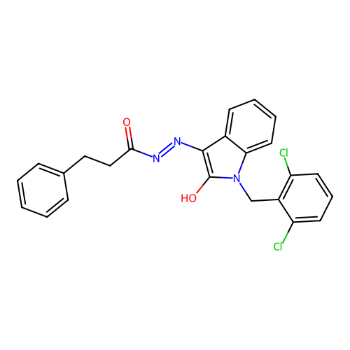 (Z)-N'-(1-(2,6-dichlorobenzyl)-2-oxoindolin-3-ylidene)-3-phenylpropanehydrazide structure