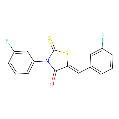 (5Z)-5-(3-fluorobenzylidene)-3-(3-fluorophenyl)-2-thioxo-1,3-thiazolidin-4-one structure