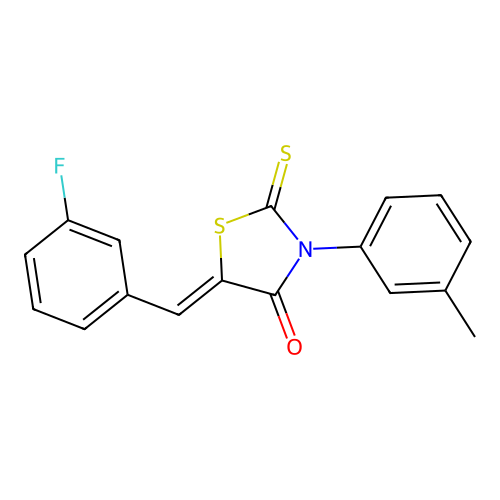 (5Z)-5-(3-fluorobenzylidene)-3-(3-methylphenyl)-2-thioxo-1,3-thiazolidin-4-one structure