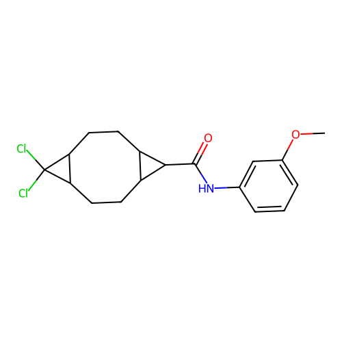 10,10-dichloro-N-(3-methoxyphenyl)tricyclo[7.1.0.0~4,6~]decane-5-carboxamide structure