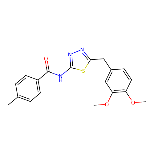 N-[5-(3,4-Dimethoxy-benzyl)-[1,3,4]thiadiazol-2-yl]-4-methyl-benzamide structure