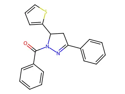Phenyl-(5-phenyl-3-thiophen-2-yl-3,4-dihydropyrazol-2-yl)methanone structure