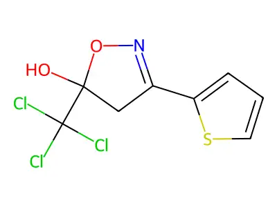 3-(Thiophen-2-yl)-5-(trichloromethyl)-4,5-dihydro-1,2-oxazol-5-ol structure
