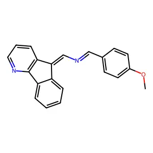 N-(5H-indeno[1,2-b]pyridin-5-ylidenemethyl)-N-(4-methoxybenzylidene)amine structure