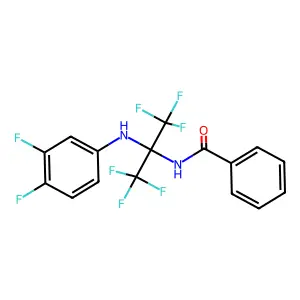 N-[1-(3,4-difluoroanilino)-2,2,2-trifluoro-1-(trifluoromethyl)ethyl]benzamide structure