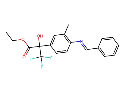 ethyl 2-[4-(benzylideneamino)-3-methylphenyl]-3,3,3-trifluoro-2-hydroxypropanoate structure