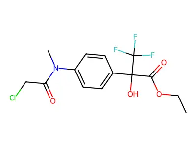 Ethyl 2-{4-[(2-chloroacetyl)(methyl)amino]phenyl}-3,3,3-trifluoro-2-hydroxypropanoate structure