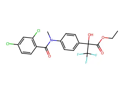 ethyl 2-[4-[(2,4-dichlorobenzoyl)-methylamino]phenyl]-3,3,3-trifluoro-2-hydroxypropanoate structure