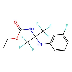 Ethyl 2,2,2-trifluoro-1-(3-fluoroanilino)-1-(trifluoromethyl)ethylcarbamate structure