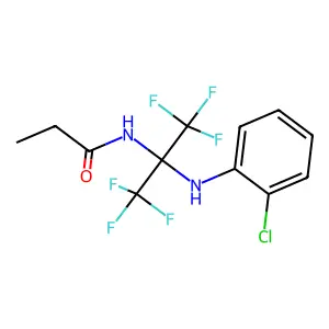 N-[2-(2-chloroanilino)-1,1,1,3,3,3-hexafluoropropan-2-yl]propanamide structure