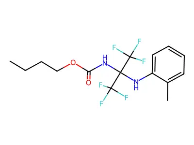 butyl N-[2,2,2-trifluoro-1-(2-toluidino)-1-(trifluoromethyl)ethyl]carbamate structure