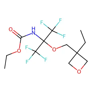 ethyl (2-((3-ethyloxetan-3-yl)methoxy)-1,1,1,3,3,3-hexafluoropropan-2-yl)carbamate structure
