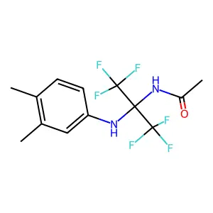 N-[2-(3,4-dimethylanilino)-1,1,1,3,3,3-hexafluoropropan-2-yl]acetamide structure