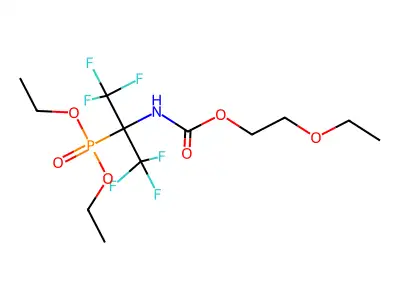 diethyl [1-{[(2-ethoxyethoxy)carbonyl]amino}-2,2,2-trifluoro-1-(trifluoromethyl)ethyl]phosphonate structure