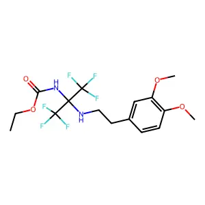 ethyl (2-((3,4-dimethoxyphenethyl)amino)-1,1,1,3,3,3-hexafluoropropan-2-yl)carbamate structure
