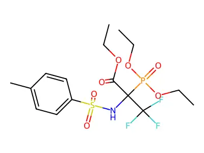 ethyl 2-(diethoxyphosphoryl)-3,3,3-trifluoro-2-{[(4-methylphenyl)sulphonyl]amino}propanoate structure