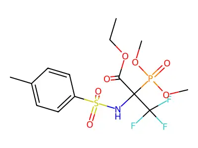 ethyl 2-(dimethoxyphosphoryl)-3,3,3-trifluoro-2-{[(4-methylphenyl)sulphonyl]amino}propanoate structure