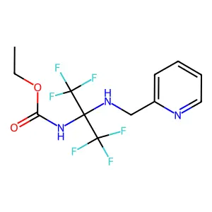 Ethyl (1,1,1,3,3,3-hexafluoro-2-((pyridin-2-ylmethyl)amino)propan-2-yl)carbamate structure