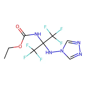 ethyl (2-((4H-1,2,4-triazol-4-yl)amino)-1,1,1,3,3,3-hexafluoropropan-2-yl)carbamate structure
