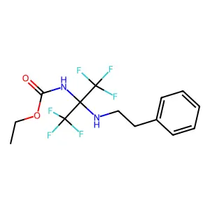 Ethyl (1,1,1,3,3,3-hexafluoro-2-(phenethylamino)propan-2-yl)carbamate structure