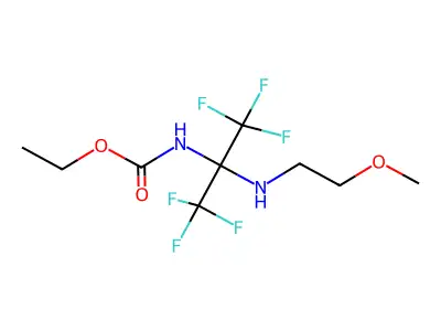 ethyl N-[2,2,2-trifluoro-1-[(2-methoxyethyl)amino]-1-(trifluoromethyl)ethyl]carbamate structure