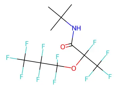 N-(tert-butyl)-2,3,3,3-tetrafluoro-2-(1,1,2,2,3,3,3-heptafluoropropoxy)propanamide structure