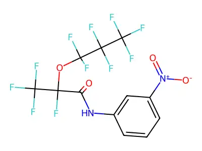 2,3,3,3-tetrafluoro-2-(1,1,2,2,3,3,3-heptafluoropropoxy)-N-(3-nitrophenyl)propanamide structure