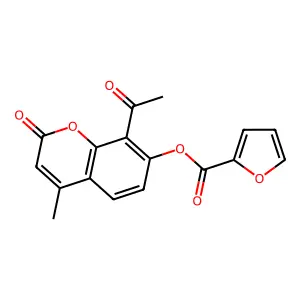 8-acetyl-4-methyl-2-oxo-2H-chromen-7-yl furan-2-carboxylate structure