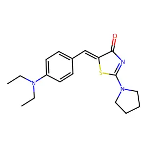 (E)-5-(4-(diethylamino)benzylidene)-2-(pyrrolidin-1-yl)thiazol-4(5H)-one structure
