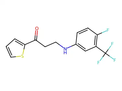 3-[4-Fluoro-3-(trifluoromethyl)anilino]-1-thiophen-2-ylpropan-1-one structure
