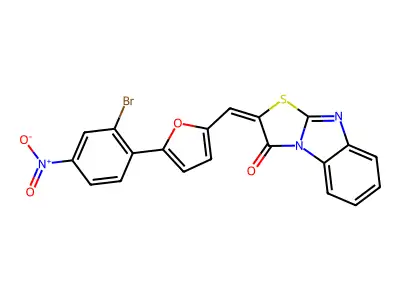 (2E)-2-[[5-(2-bromo-4-nitrophenyl)furan-2-yl]methylidene]-[1,3]thiazolo[3,2-a]benzimidazol-1-one structure
