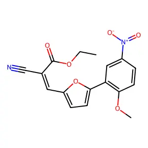 ethyl (2E)-2-cyano-3-[5-(2-methoxy-5-nitrophenyl)furan-2-yl]prop-2-enoate structure