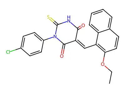 (5E)-1-(4-chlorophenyl)-5-[(2-ethoxynaphthalen-1-yl)methylidene]-2-sulfanylidene-1,3-diazinane-4,6-dione structure