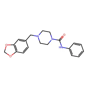 4-(1,3-benzodioxol-5-ylmethyl)-N-phenylpiperazine-1-carboxamide structure