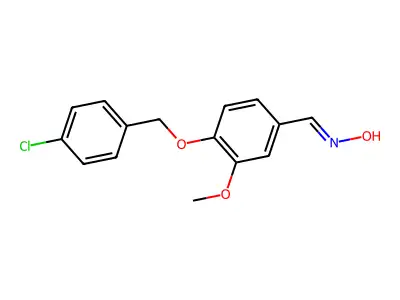 N-({4-[(4-chlorophenyl)methoxy]-3-methoxyphenyl}methylidene)hydroxylamine structure