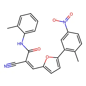 (2Z)-2-cyano-3-[5-(2-methyl-5-nitrophenyl)furan-2-yl]-N-(2-methylphenyl)prop-2-enamide structure