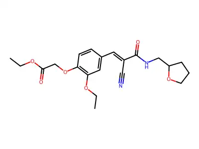 ethyl (4-{(1E)-2-cyano-3-oxo-3-[(tetrahydrofuran-2-ylmethyl)amino]prop-1-en-1-yl}-2-ethoxyphenoxy)acetate structure