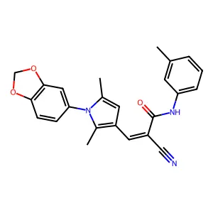 (2Z)-3-[1-(1,3-benzodioxol-5-yl)-2,5-dimethyl-1H-pyrrol-3-yl]-2-cyano-N-(3-methylphenyl)prop-2-enamide structure
