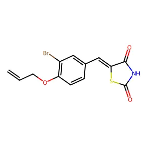 (5E)-5-[(3-bromo-4-prop-2-enoxyphenyl)methylidene]-1,3-thiazolidine-2,4-dione structure