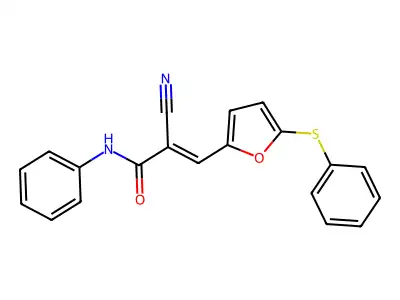 (E)-2-cyano-N-phenyl-3-(5-phenylsulfanylfuran-2-yl)prop-2-enamide structure