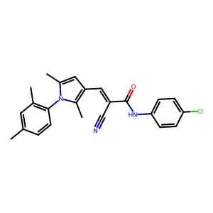 (2Z)-N-(4-chlorophenyl)-2-cyano-3-[1-(2,4-dimethylphenyl)-2,5-dimethyl-1H-pyrrol-3-yl]prop-2-enamide structure