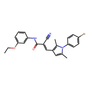 (E)-3-[1-(4-bromophenyl)-2,5-dimethylpyrrol-3-yl]-2-cyano-N-(3-ethoxyphenyl)prop-2-enamide structure