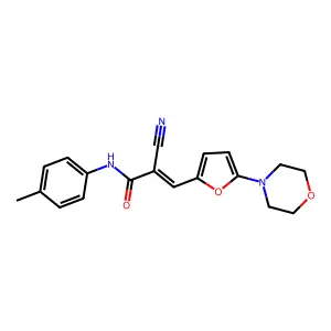 (Z)-2-cyano-N-(4-methylphenyl)-3-(5-morpholin-4-ylfuran-2-yl)prop-2-enamide structure
