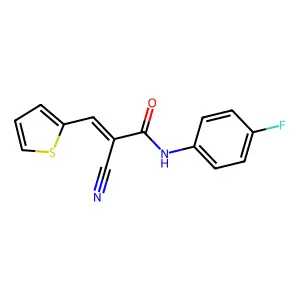 (Z)-2-cyano-N-(4-fluorophenyl)-3-thiophen-2-ylprop-2-enamide structure