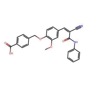 4-[[4-[(Z)-3-anilino-2-cyano-3-oxoprop-1-enyl]-2-methoxyphenoxy]methyl]benzoic acid structure