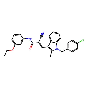 (2E)-3-[1-(4-chlorobenzyl)-2-methyl-1H-indol-3-yl]-2-cyano-N-(3-ethoxyphenyl)prop-2-enamide structure