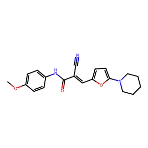 (Z)-2-cyano-N-(4-methoxyphenyl)-3-(5-piperidin-1-ylfuran-2-yl)prop-2-enamide structure