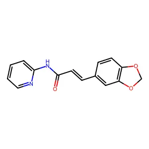 (E)-3-(1,3-benzodioxol-5-yl)-N-pyridin-2-ylprop-2-enamide structure