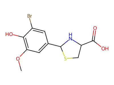 2-(3-Bromo-4-hydroxy-5-methoxyphenyl)-1,3-thiazolidine-4-carboxylic acid structure
