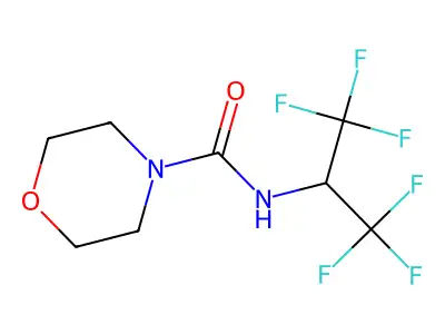 N-(1,1,1,3,3,3-hexafluoropropan-2-yl)morpholine-4-carboxamide structure